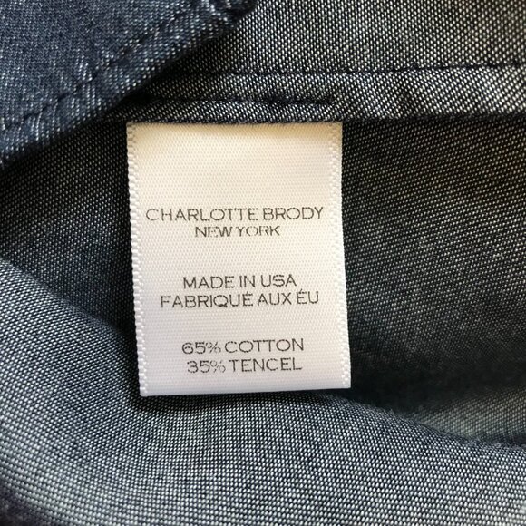 Charlotte Brody Laurel Blouse Shirt Top Womens Medium Blue Chambray Long Sleeve - Picture 6 of 9